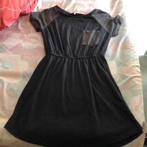 Black and gray sinched t-shirt dress